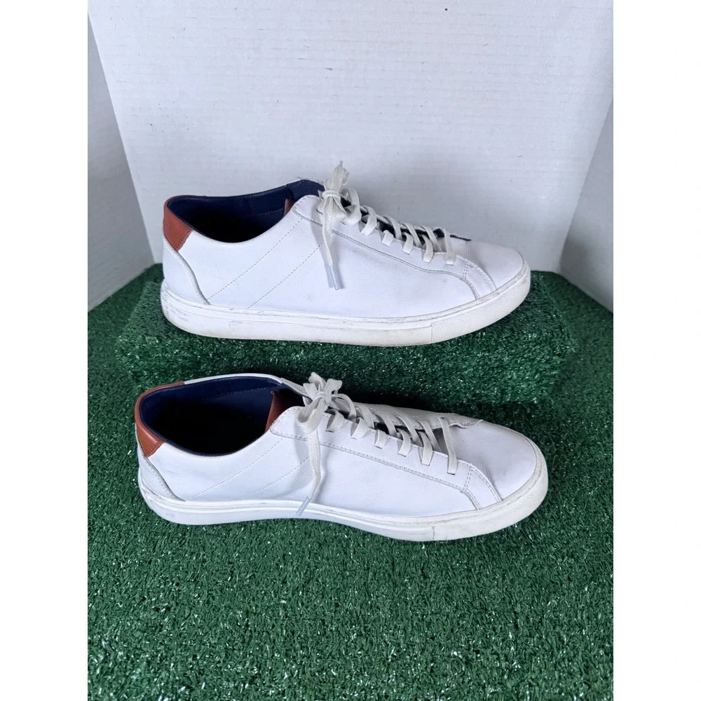 BYLT Mens White Leather Lace Up Fashion Sneakers‎ Casual Comfort Size 11